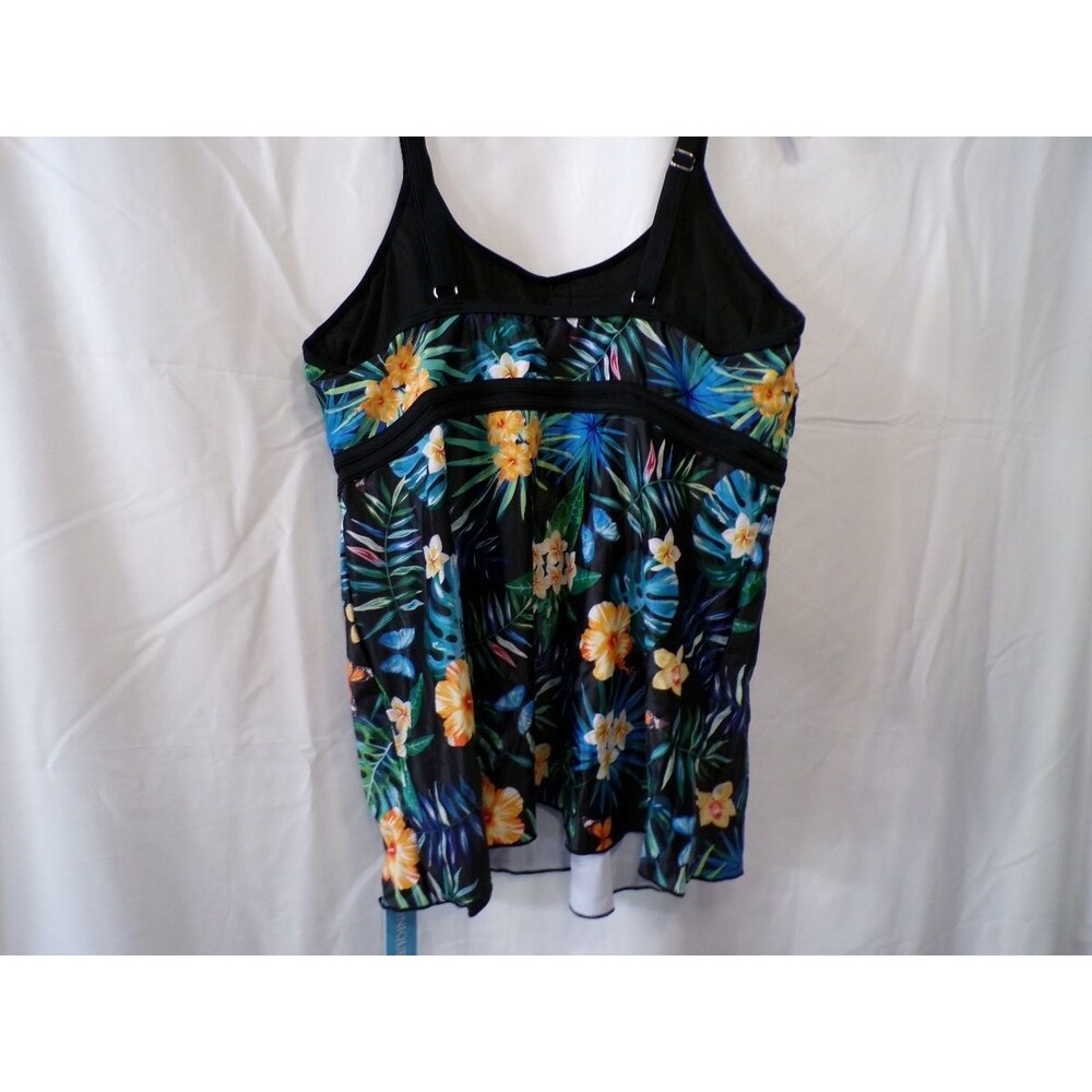 YONIQUE Women's Floral Tankini Top Tank Swim Top Size L 0627 - Picture 4 of 8